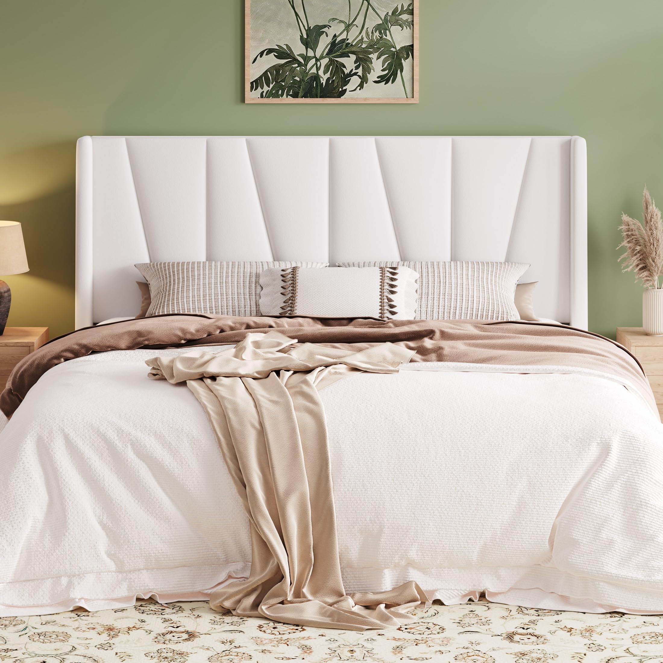 Allewie King Size Platform Velvet Bed Frame