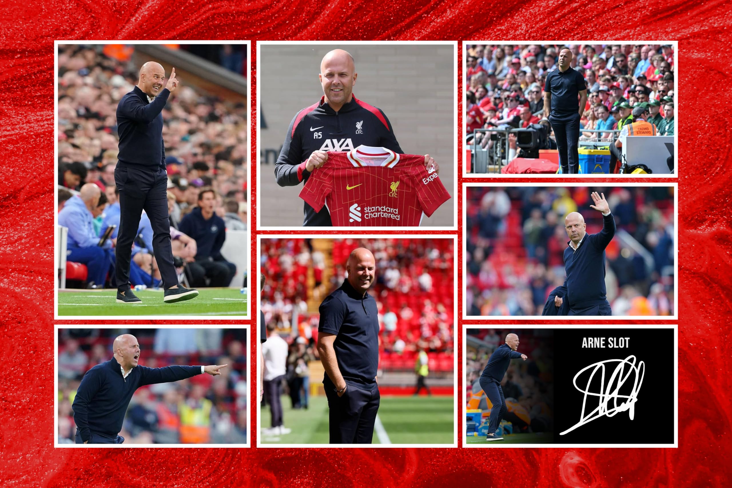 RJR PRINTS Arne Slot - Liverpool Football Manager Signed 12x8 Inch Montage Autograph Photo Print WIth A Pre Printed Signature Which Would Make A Superb Gift For Any Fan.