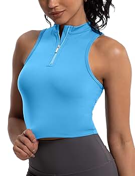 トップス 14th addition double zip tank top Amazon.com: MathCat Half Zipper Workout Tank Tops for Women