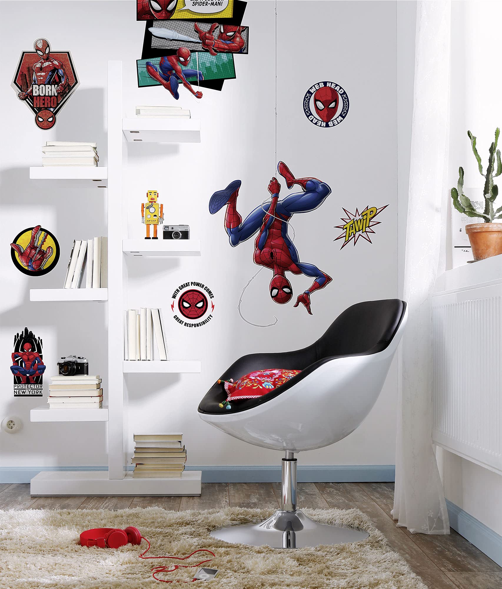 Wandtattoo - Spider-Man Web Head - Größe 100 x 70 cm - Komar, Kinderzimmer, Wandaufkleber, Wanddekoration, Wandsticker