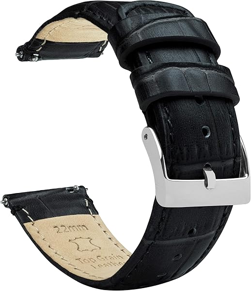 Barton Alligator Grain - Quick Release Leather Watch Bands - Choose Color - 16mm, 18mm, 20mm, 22mm, or 24mm - 1