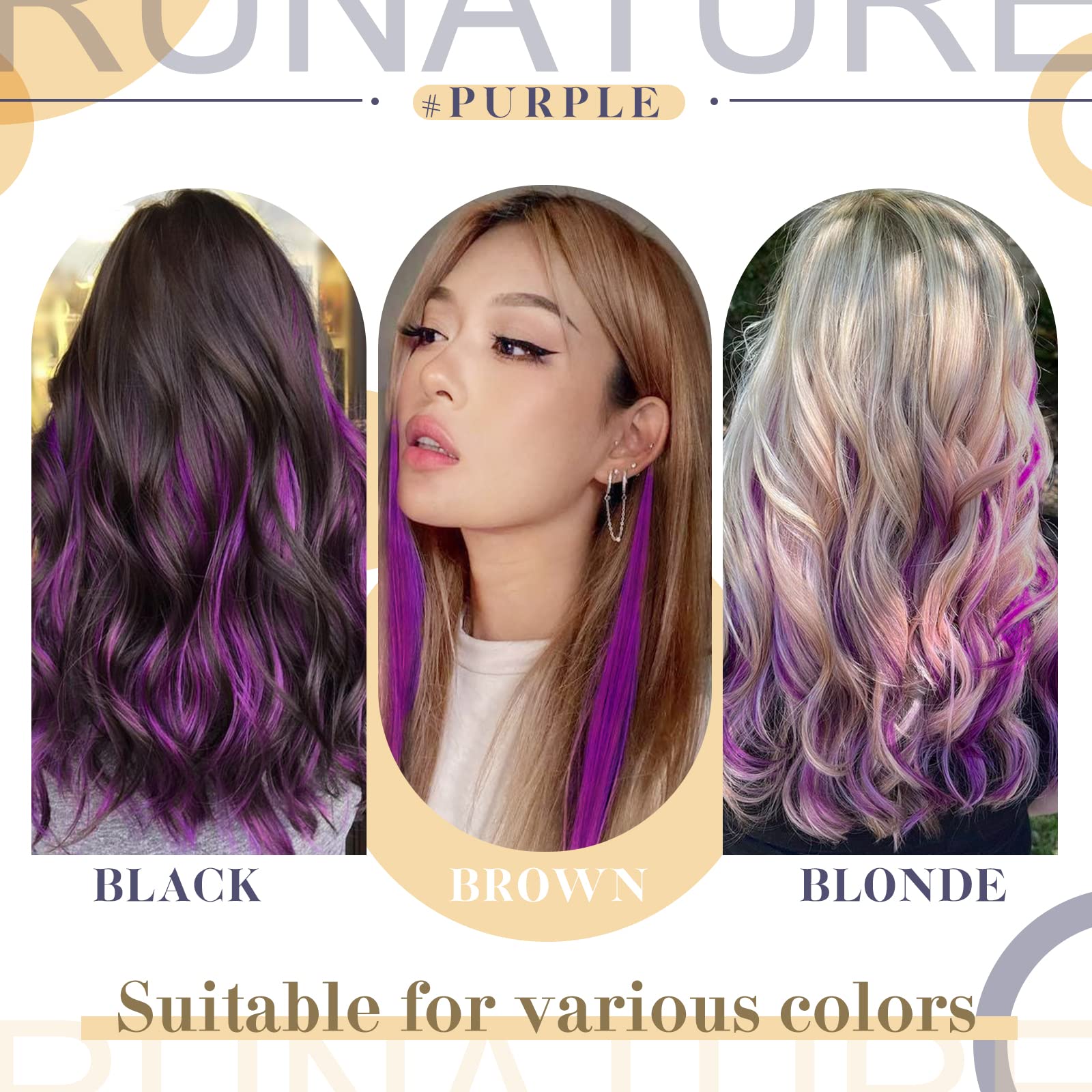 RUNATURE Purple Stick I Tip Hair Extensions Human Hair Purple PreBonded Hair Extensions Keratin I tip Extensions Hair 16 Inch 20Gram - Image 2