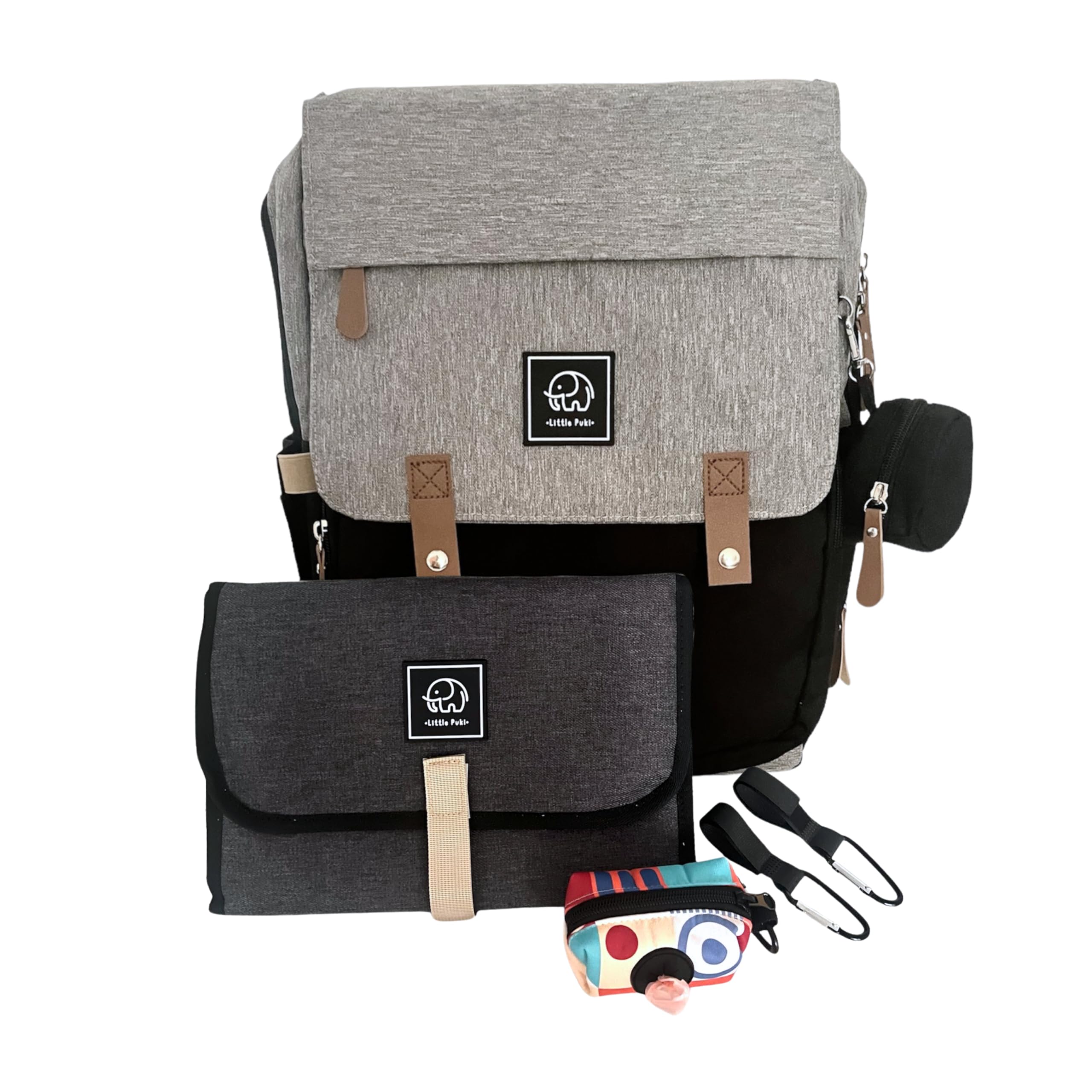 Mochila Pañalera Multifuncional, Bolsa para Pañales Maternidad, Mochila Carrito Bebé unisex, incluye Cambiador Portátil, Correas para cochecito, Dispensador Bolsas Desechables y Portachupete