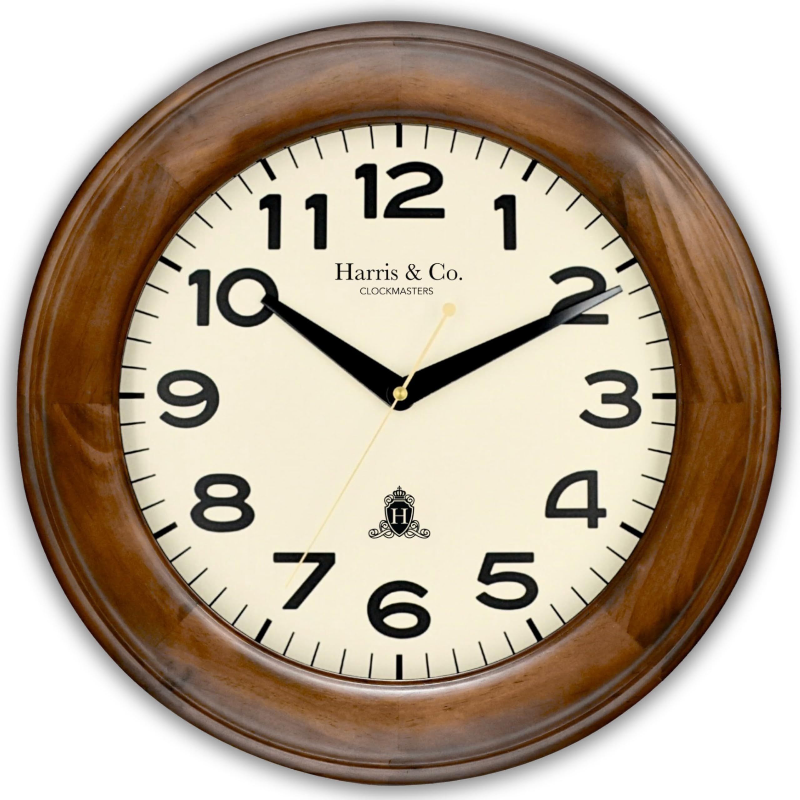 HARRIS & CO. CLOCKMASTERS Luxury Vintage Classic Design Analog Wall Clock- 16 Inch (Thick Wooden Teak Frame & Hd Clear Glass) (Silent Sweep Noiseless Technology) Model - Portobello Road (B0D1VJZC94) Amazon Price History, Amazon Price Tracker