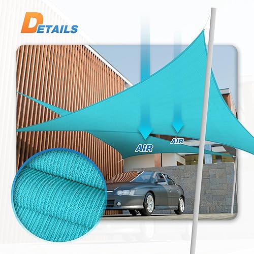 Miniatura 6 de TANG Toldo parasol triangular permeable de 8 x 8 x 11 pies, con bloqueo UV, para patio, al aire libre, pérgola, porche, terraza, jardín, cochera,