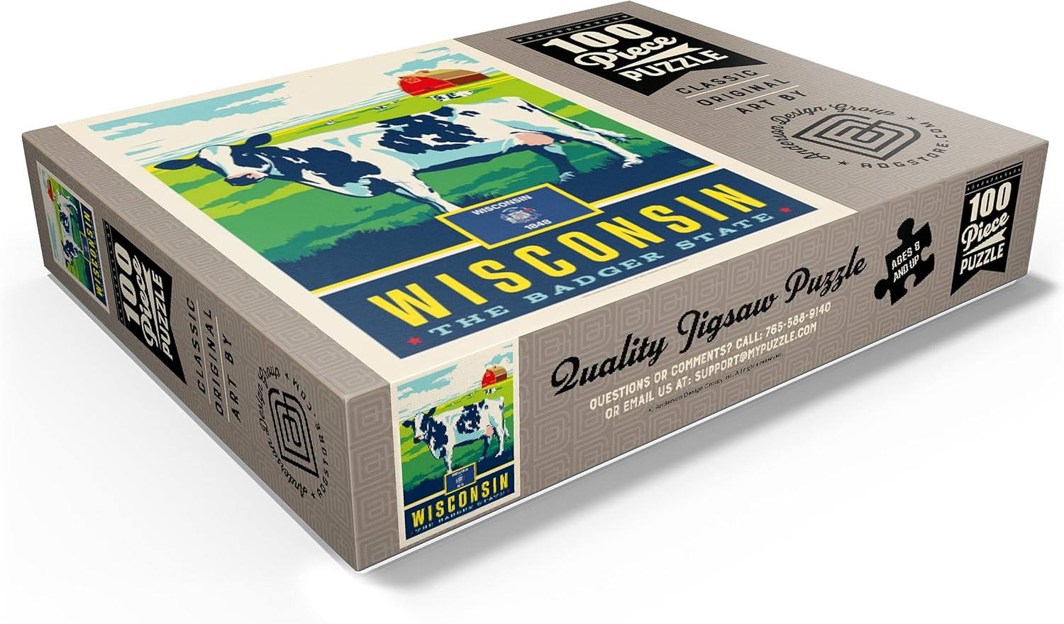 MyPuzzle Wisconsin: The Badger State - Premium 100 Piece Jigsaw Puzzle for Adults