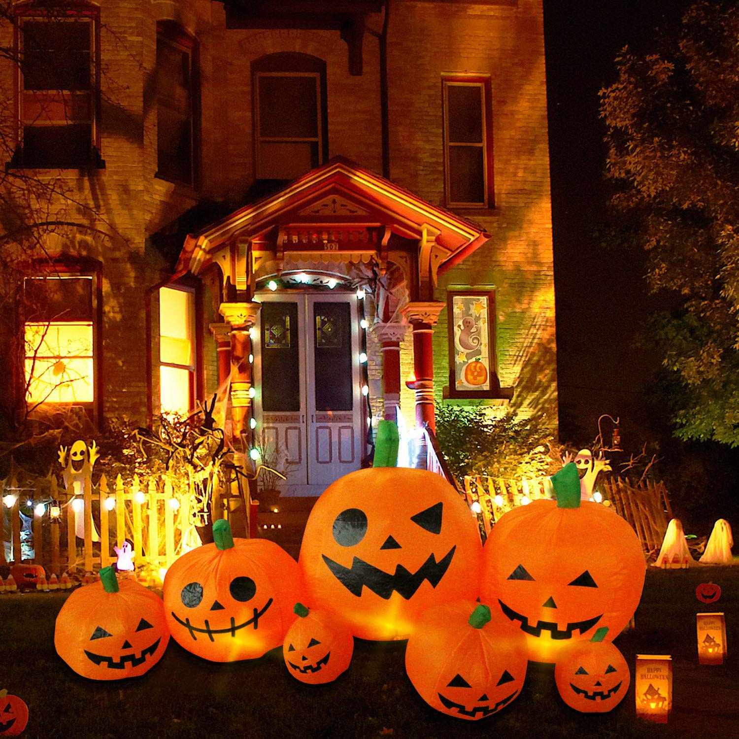 Decorazioni Halloween con fantasma su zucca a led - Feste - Hallowe