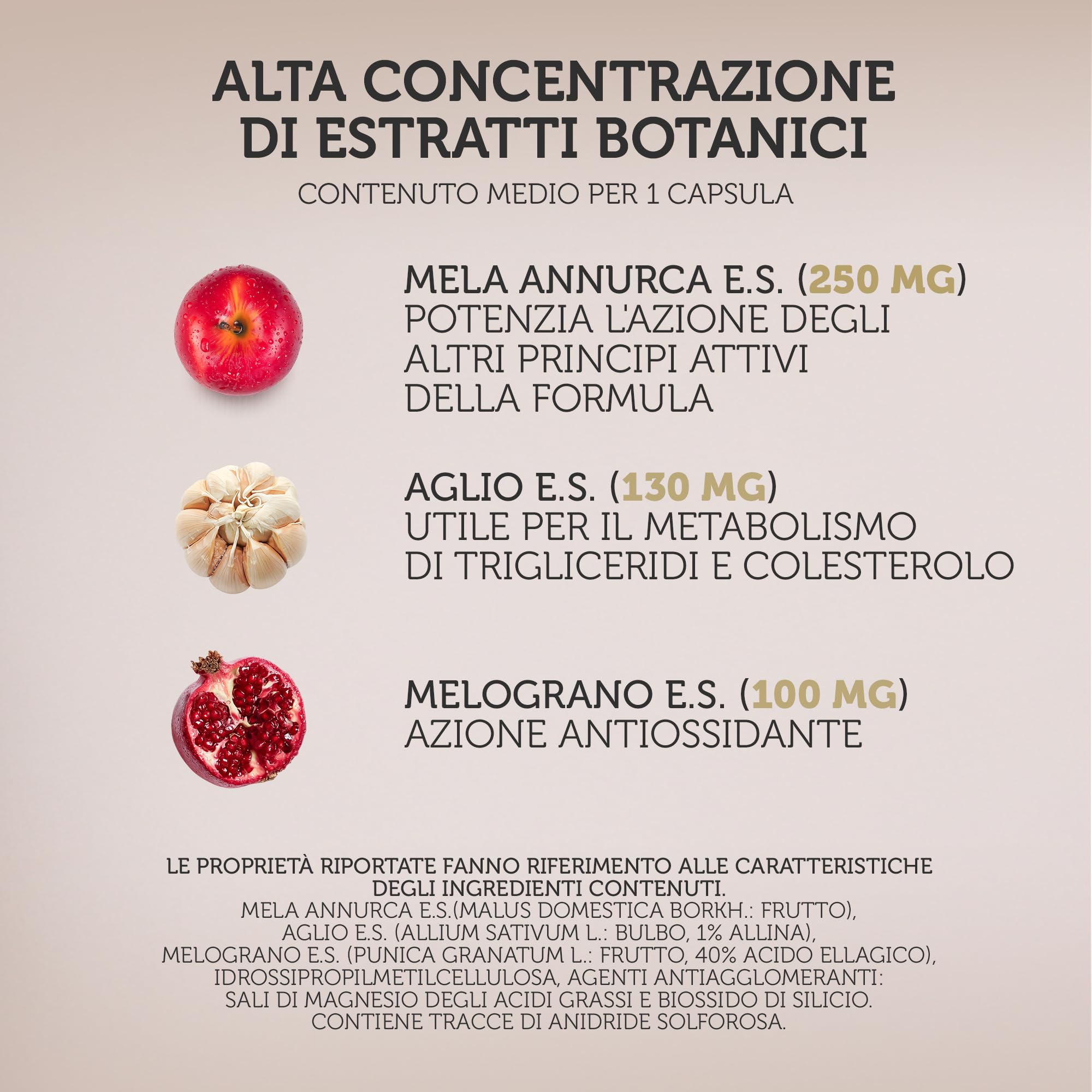Integratore 100% naturale con MELA ANNURCA Aglio e Melograno - BENESSERE CARDIOVASCOLARE - 50 Capsule
