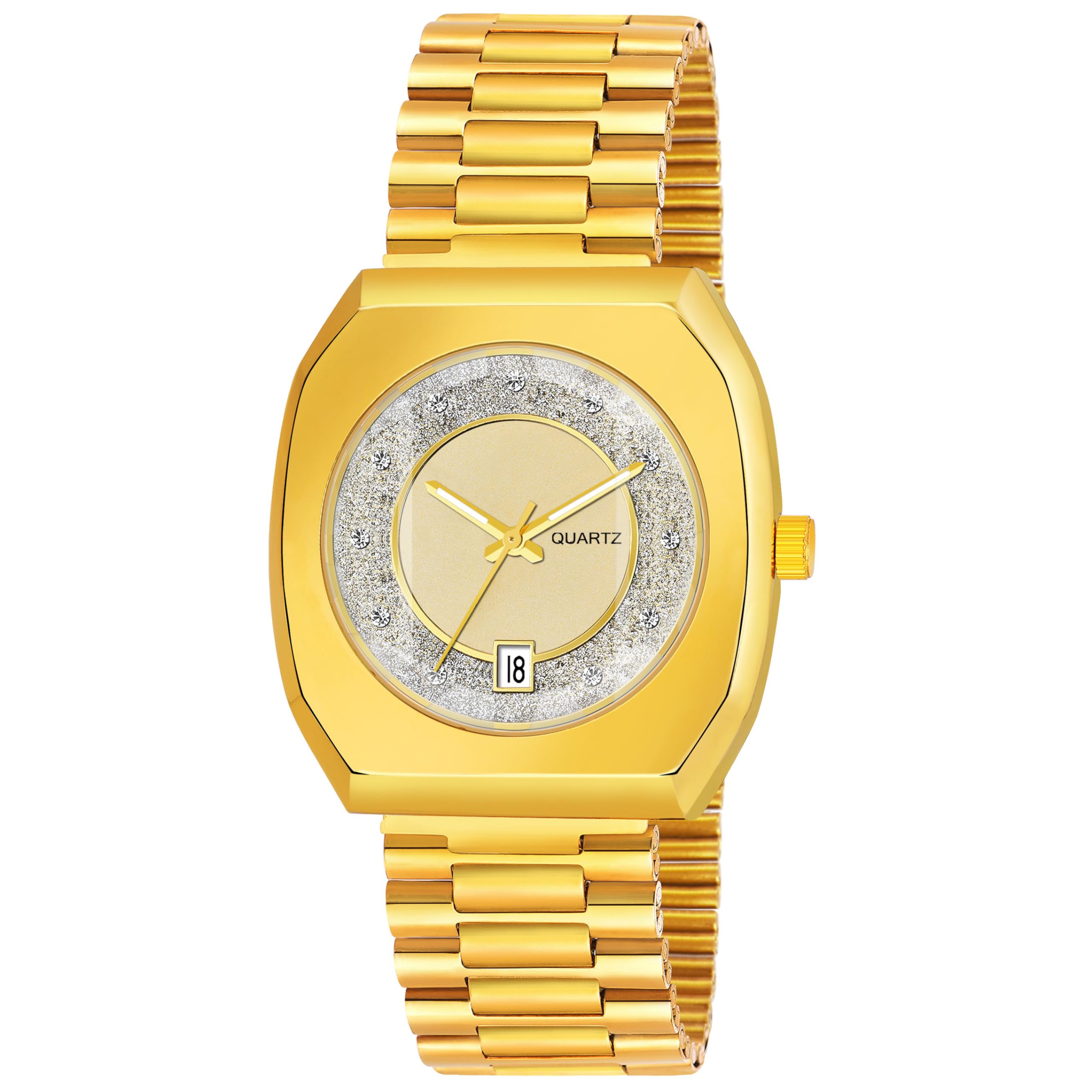 Shocknshop Gold Date Stainless Steel Strap Analog Watch for Men & Boys (Gold Dial & Strap) -WCH107 (B0CX5H7CYL) Amazon Price History, Amazon Price Tracker