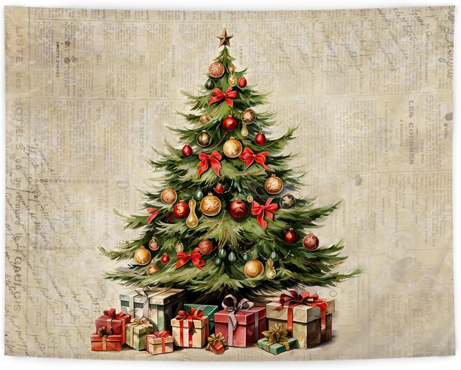 LUVADIAN Christmas Tree Tapestry, Vintage Christmas