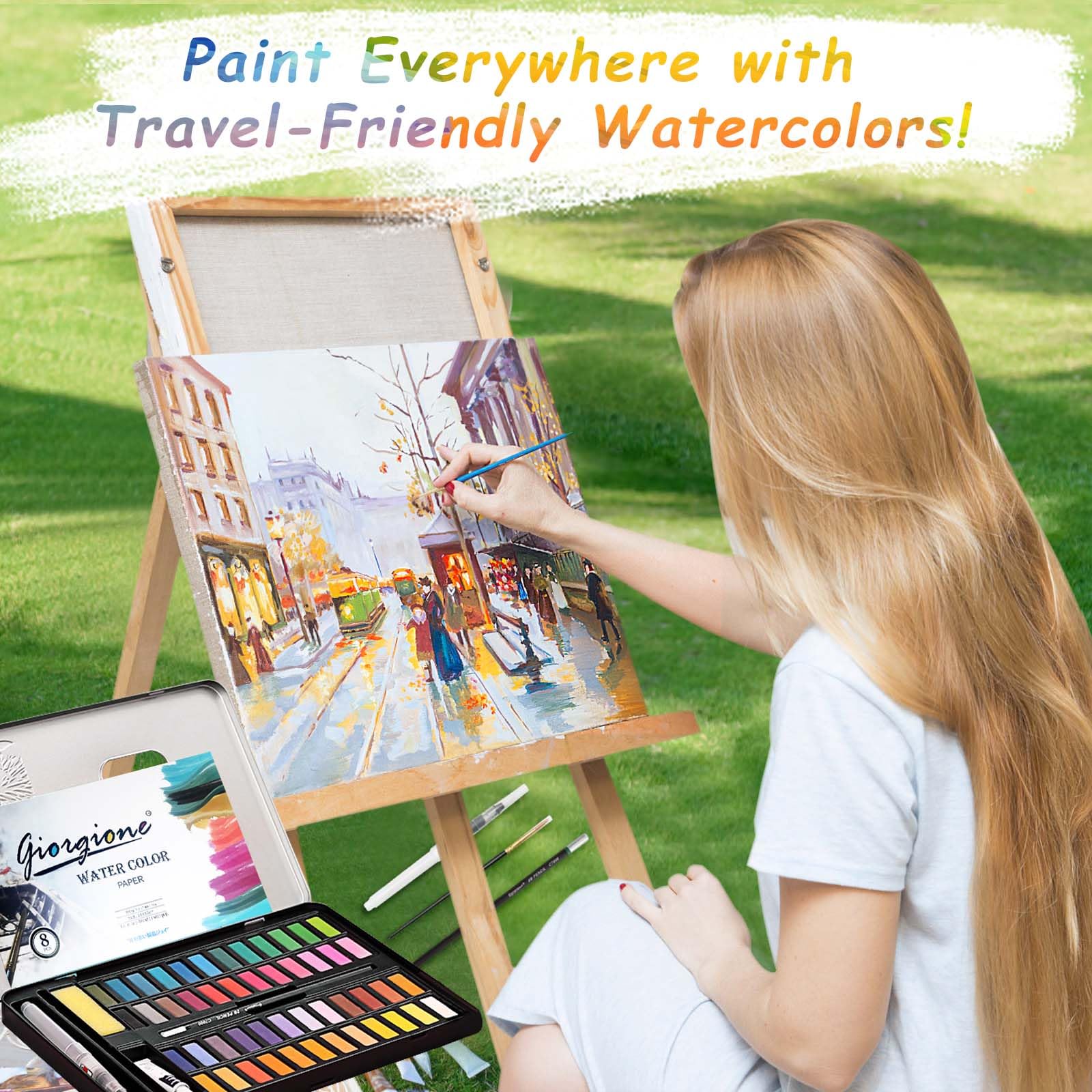 Juego de Acuarelas Profesionales 48 Colores,Set De Pintura De Acuarela,Incluyendo Pincel y Pinceles de Agua,Paleta Acuarela,etc,para Principiantes y Profesionales
