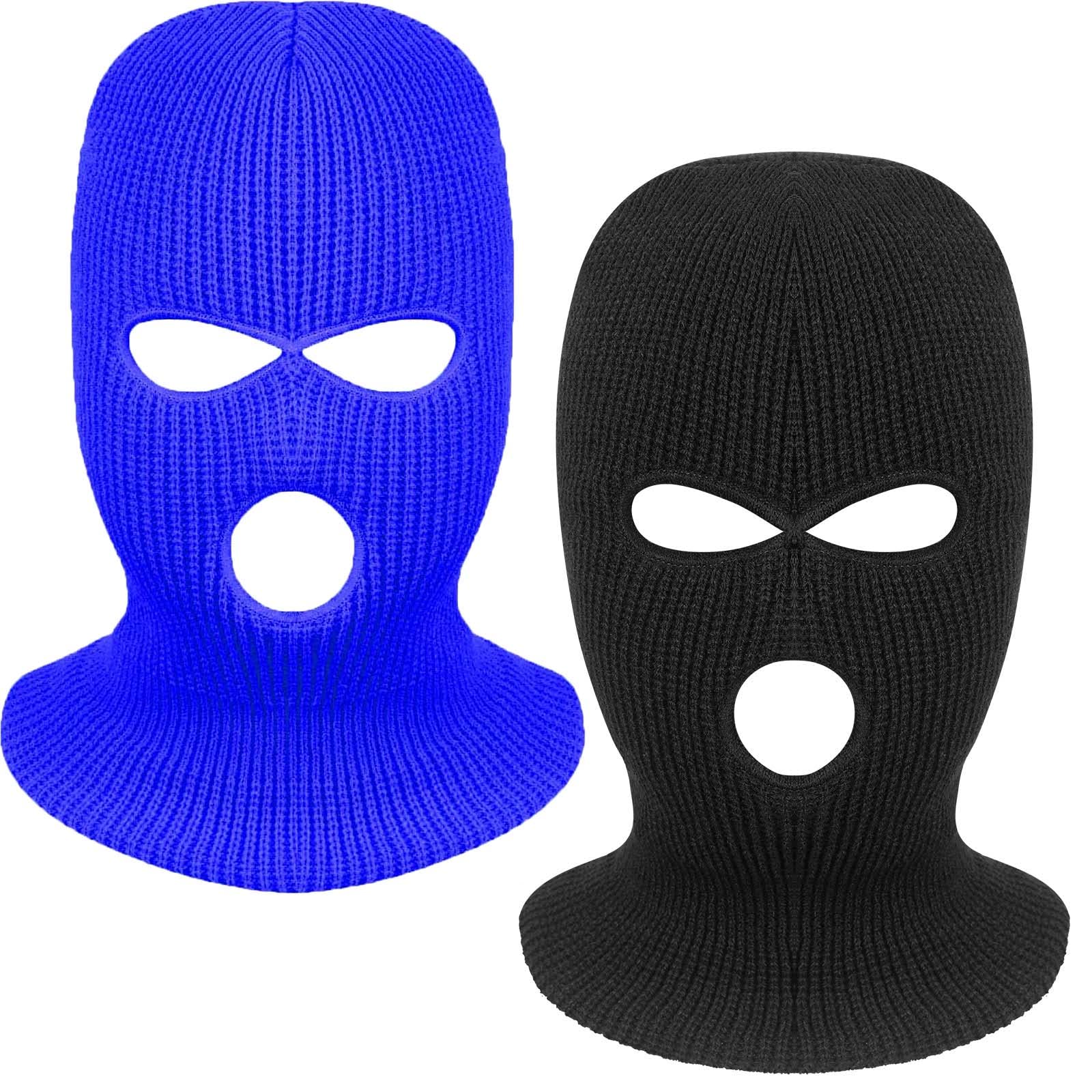 2 Pieces 3 Hole Knitted Face Cover Double Thermal Windproof Winter Ski Mask for Outdoor Sports