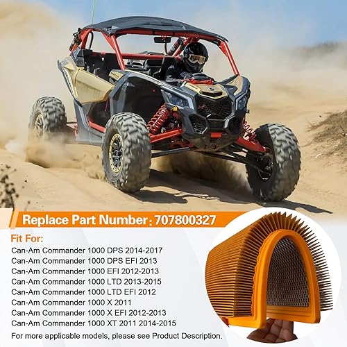 Miniatura 9 de 707800327 Commander 1000 Maverick 1000R Filtro de aire de repuesto para Can-Am Commander 1000 1000R XT 800R EFI Max 1000 LTD 1000R 800R DPS Maverick