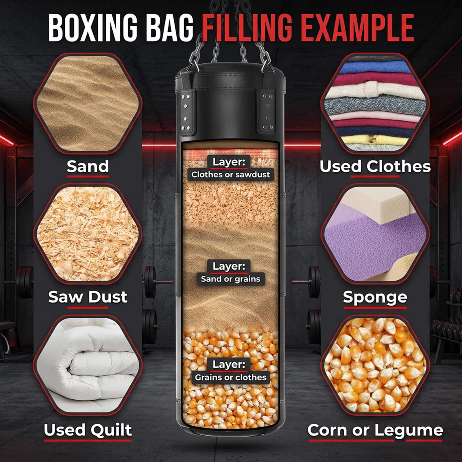 Ninonly - Sacco da boxe per adulti, 100 cm, pesante, con sacco da boxe vuoto, da appendere, palla di reattività, bende per MMA, karate, kickboxing, boxe, casa, palestra, allenamento (non riempito)