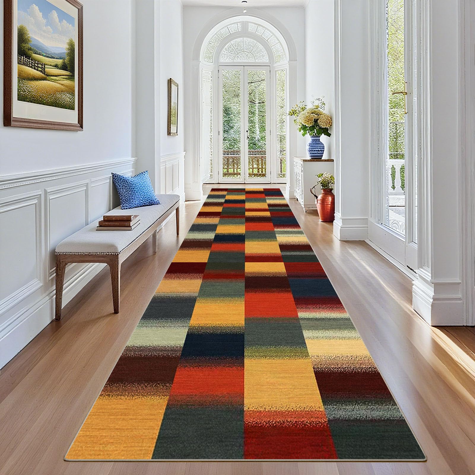 Stqyeiw Carpet Runner for Hallway 50 x 100 cm Non Slip Long Hallway Runner Rugs for Kitchen Rugs Washable Floor Mat Absorbent Door Mat Narrow Hall Runner for Hallway Bedroom Kitchen Entryway