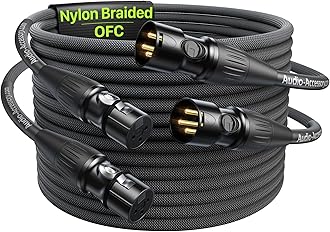 XLR Cables 15 Feet 2 Pack, Professional Gold-Plated Rean Connectors from Neutrik, Kevlar-Reinforced Nylon Braided Microphone Cable, Mic Cable, Durable Shielded and Balanced XLR Male to Female Cord