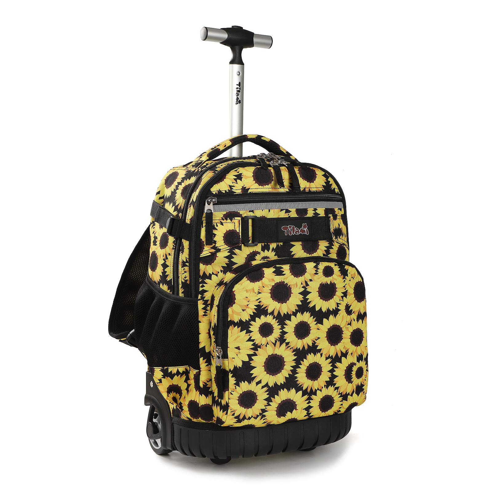Tilami Rolling Backpack 18 inch Wheeled Laptop Backpack School College Student Travel Trip Boys and Girls (Sunflower)