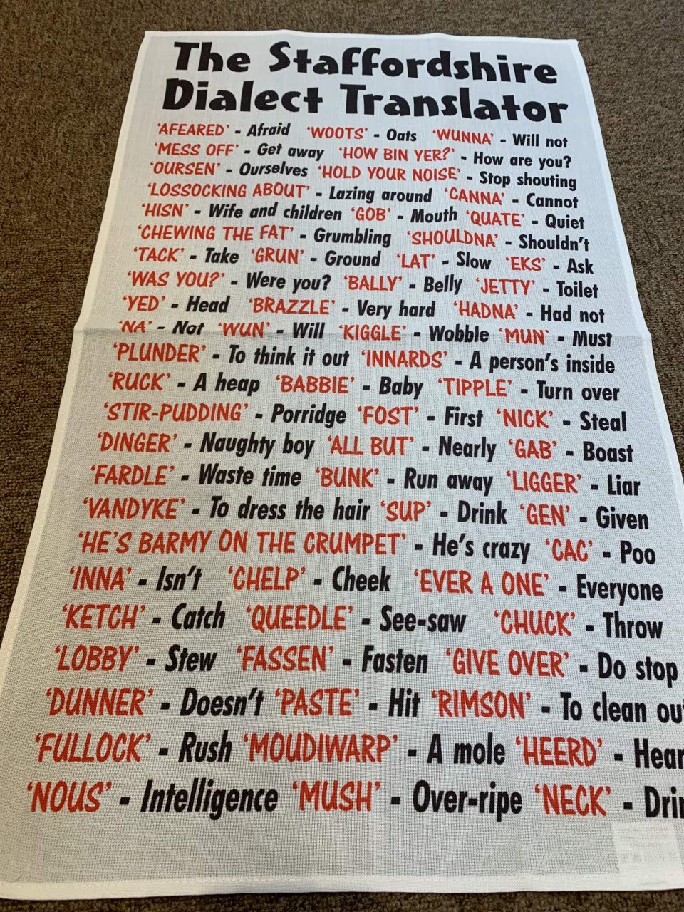 Personalised4u Staffordshire Dialect Cotton Tea Towel – Makes