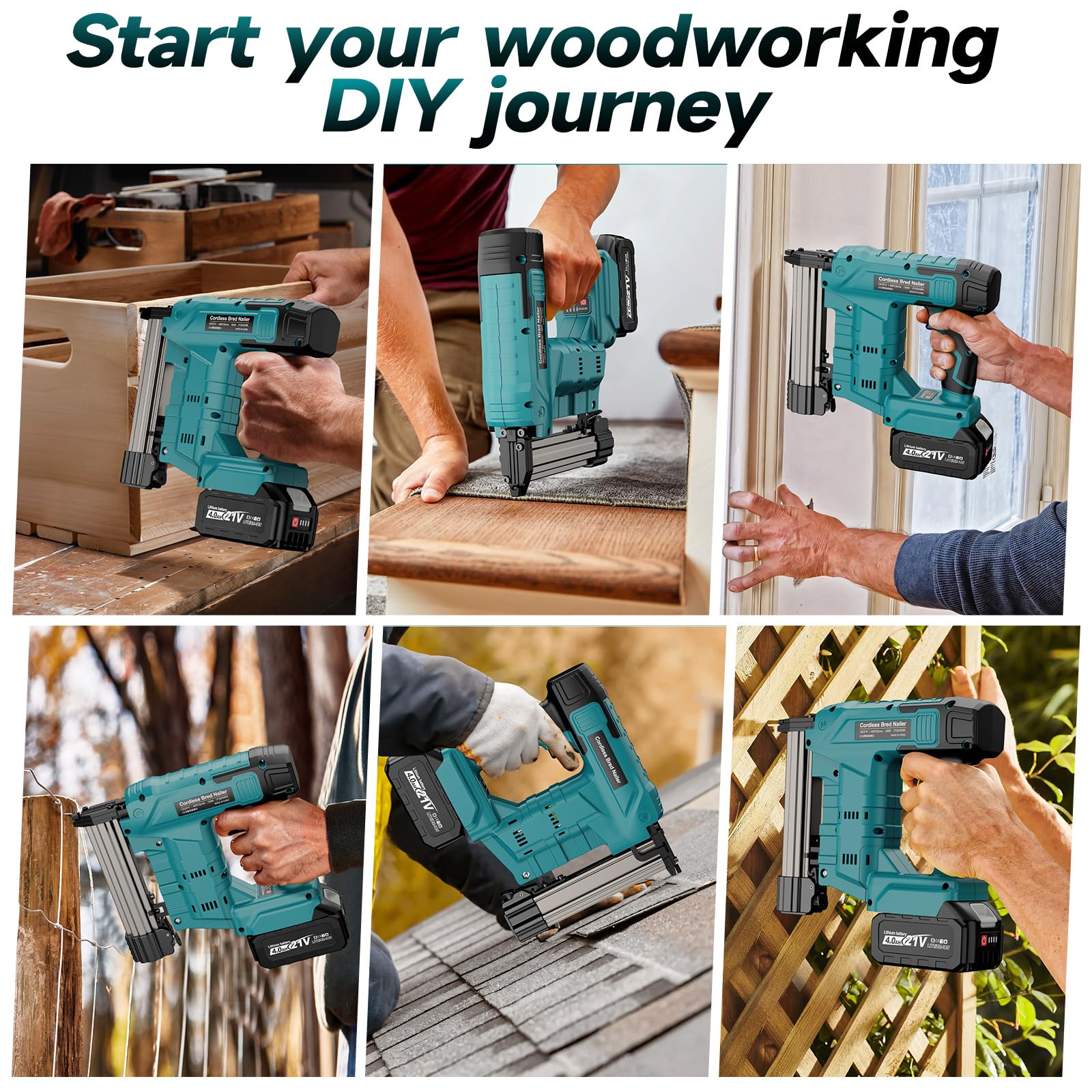 Yofuly Akku Tacker Nagelpistole Kompatibel mit Makita 18V, 2 in 1 Elektrotacker Nagler mit 4000mAh Batterie, 18 Gauge Tacker für 18GA Nägel und Klammern