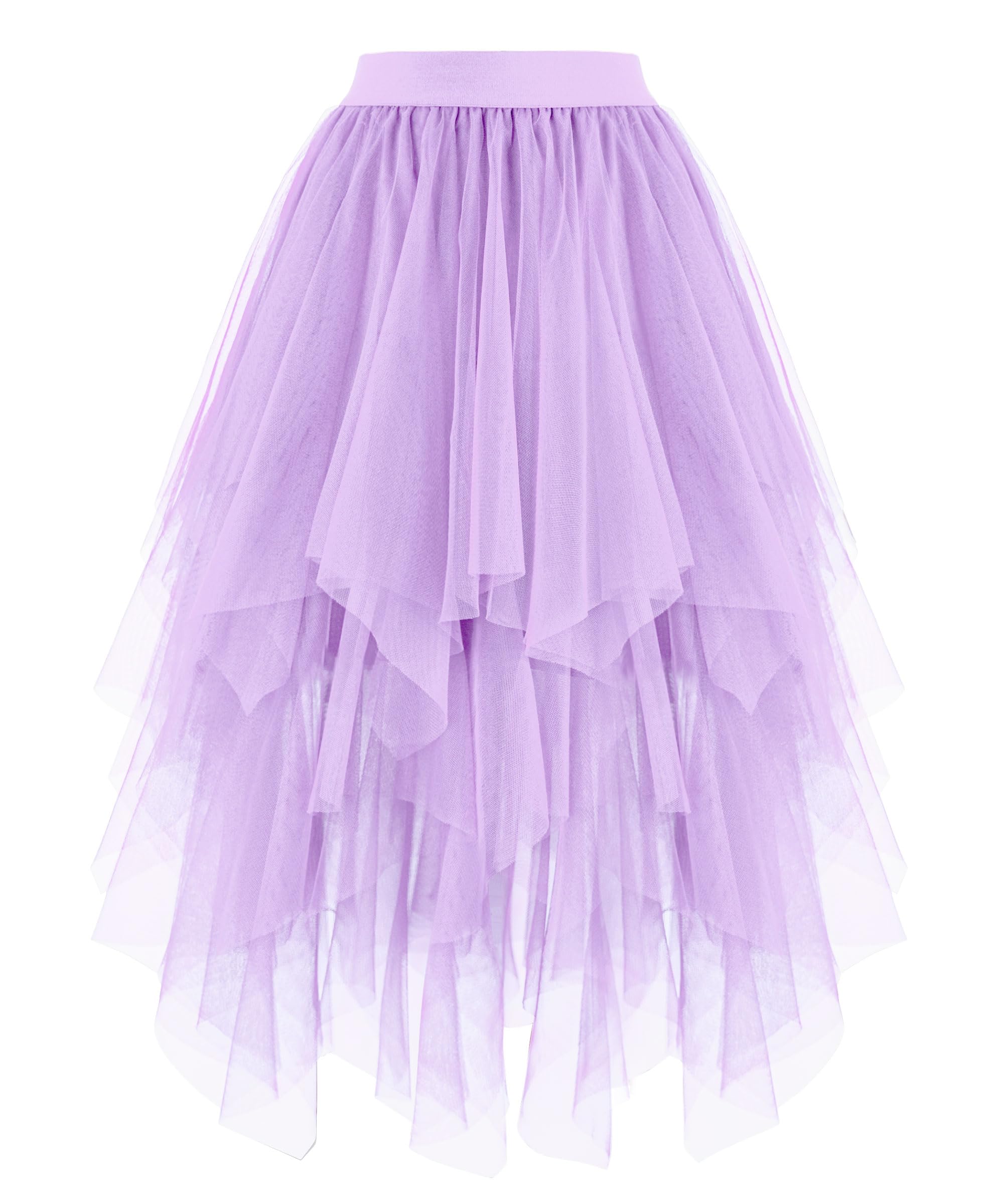 Dressever Damen Unregelmäßiger Tüllrock Mehrschichtiger Mesh Faltenrock A-Linie Hoher Taillierter Rock Ballett Tutu Abschlussball Party Karneval Party Rock