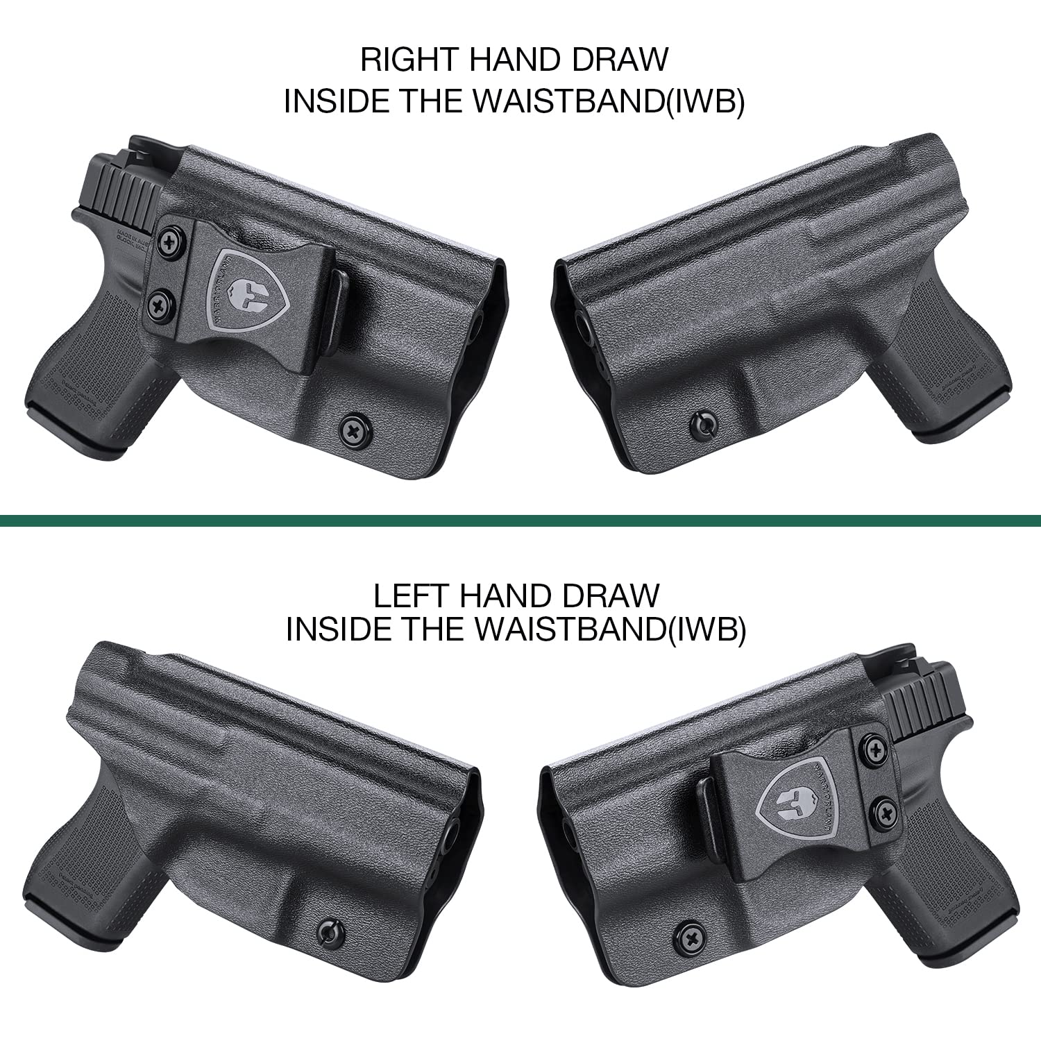 Glock 42 Holster, IWB Kydex Holster Fits: Glock 42 .380 Pistol, Inside Waistband Concealed Carry Holster G42, Adj. Cant & 'Posi-Click' Retention, Right Hand