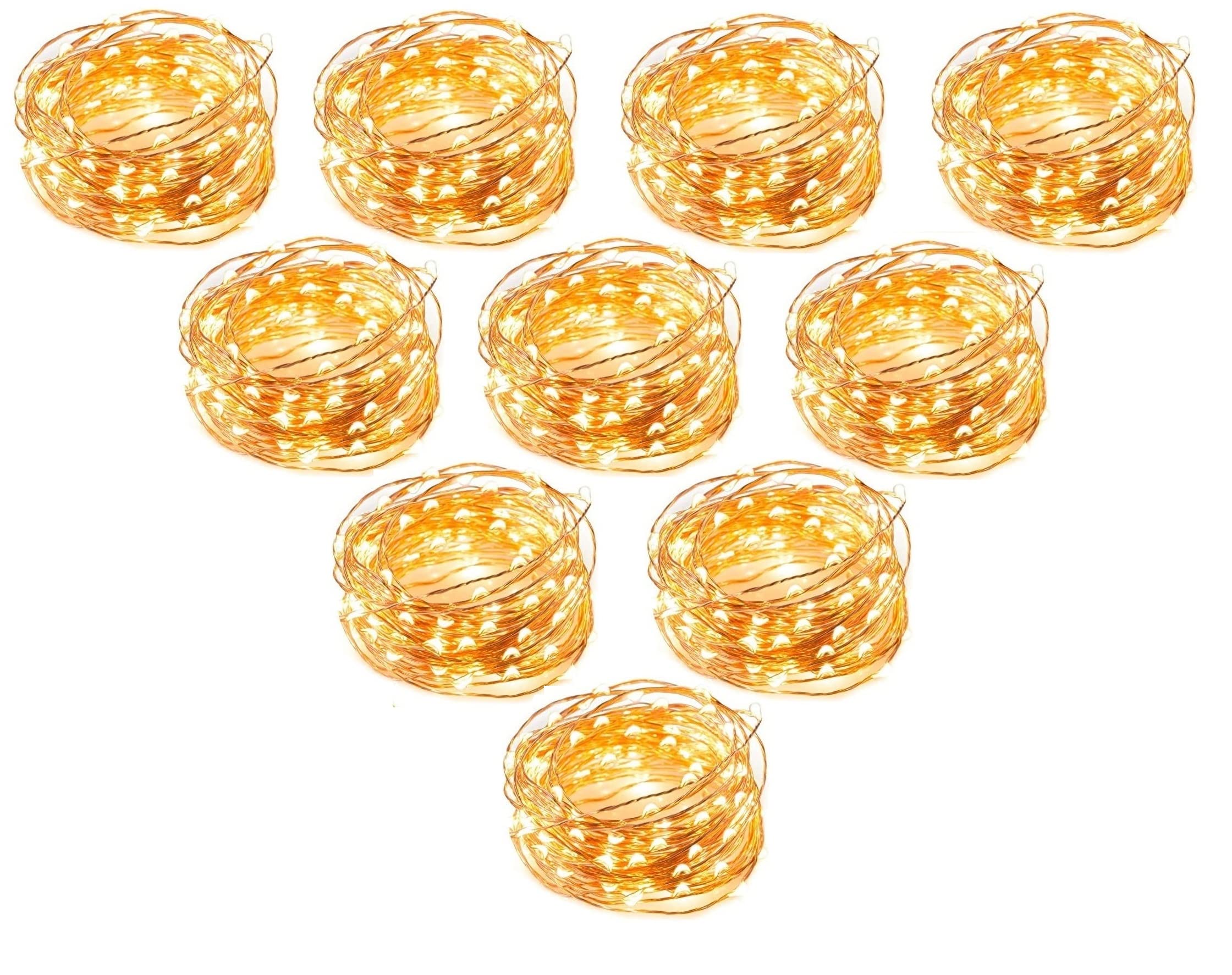 AAN Pack of 10 USB Powered Fairy LED Lights 5M/16 Ft. 50 LEDs, USB Plug in Waterproof Copper Wire String Lights Firefly Lights for Jars, Christmas Tree (Warm White) (5M/16 Ft.) โ image 1
