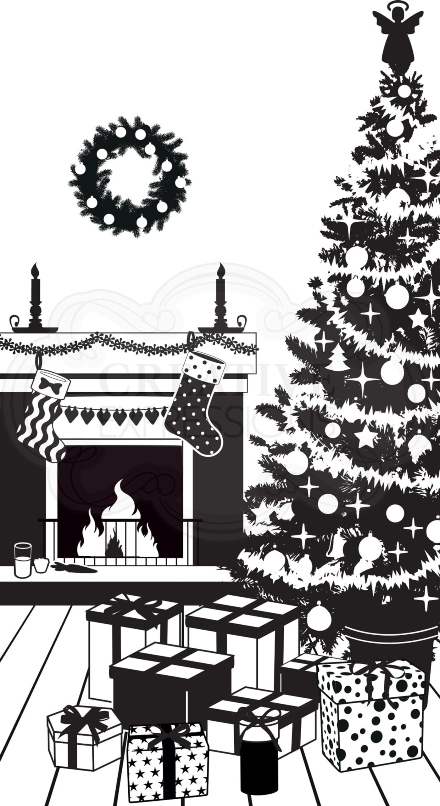 Creative Expressions Grey Designer Boutique Collection - The Night Before Christmas - Pre-Cut Rubber Stamp