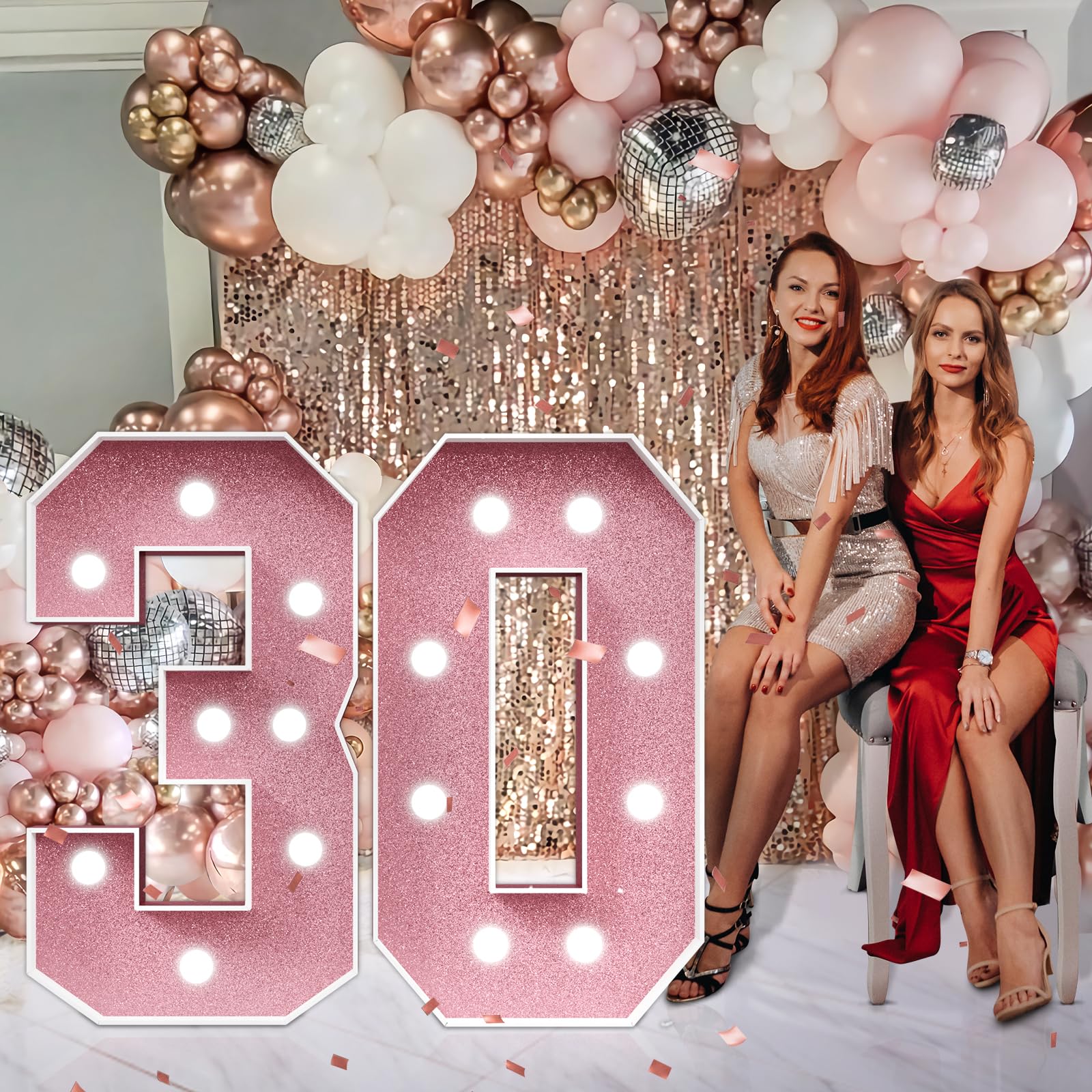 3FT Pink Marquee Numbers 30, Light up Numbers 30th Birthday Decorations