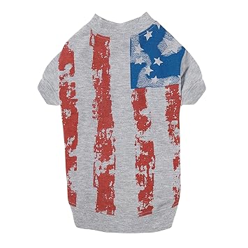 Zack & Zoey America's Pup Flag-Print Tee Shirt for Dogs, 16