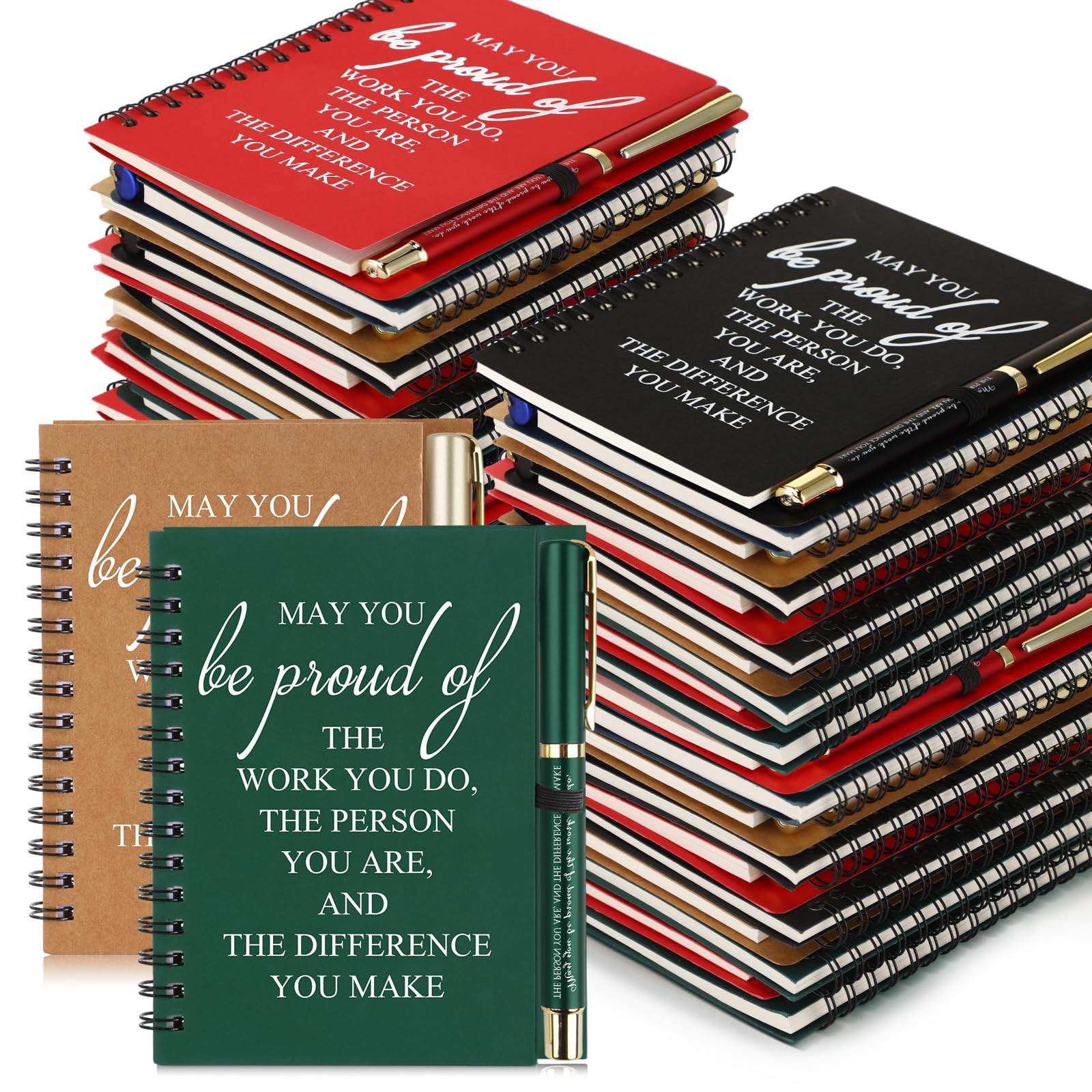 Honoson 50 Sets Valentines Coworker Gifts May You Be Proud of The Work Notebooks with Ballpoint Pen Bulk Valentines Thank You Gifts for Team Employee