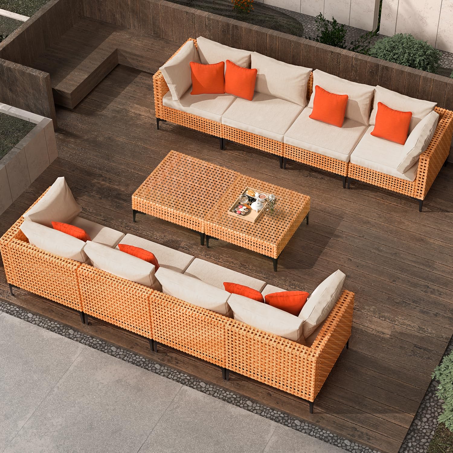 Patio Loveseat Outdoor Couch All Weather PE Wicker Patio Sofa