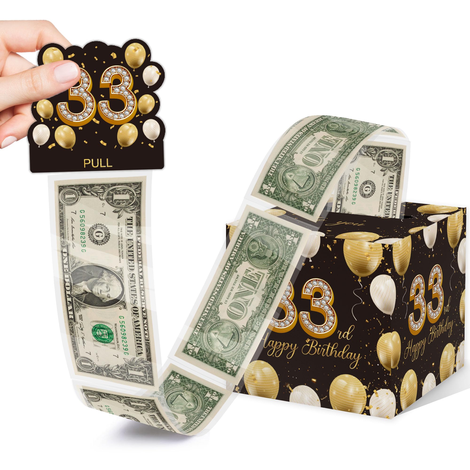 Happy Birthday Gift Boxes for Cash, 33rd Birthday Surprise Gift Box, Party Decorations Supplies (35PCS Bags)