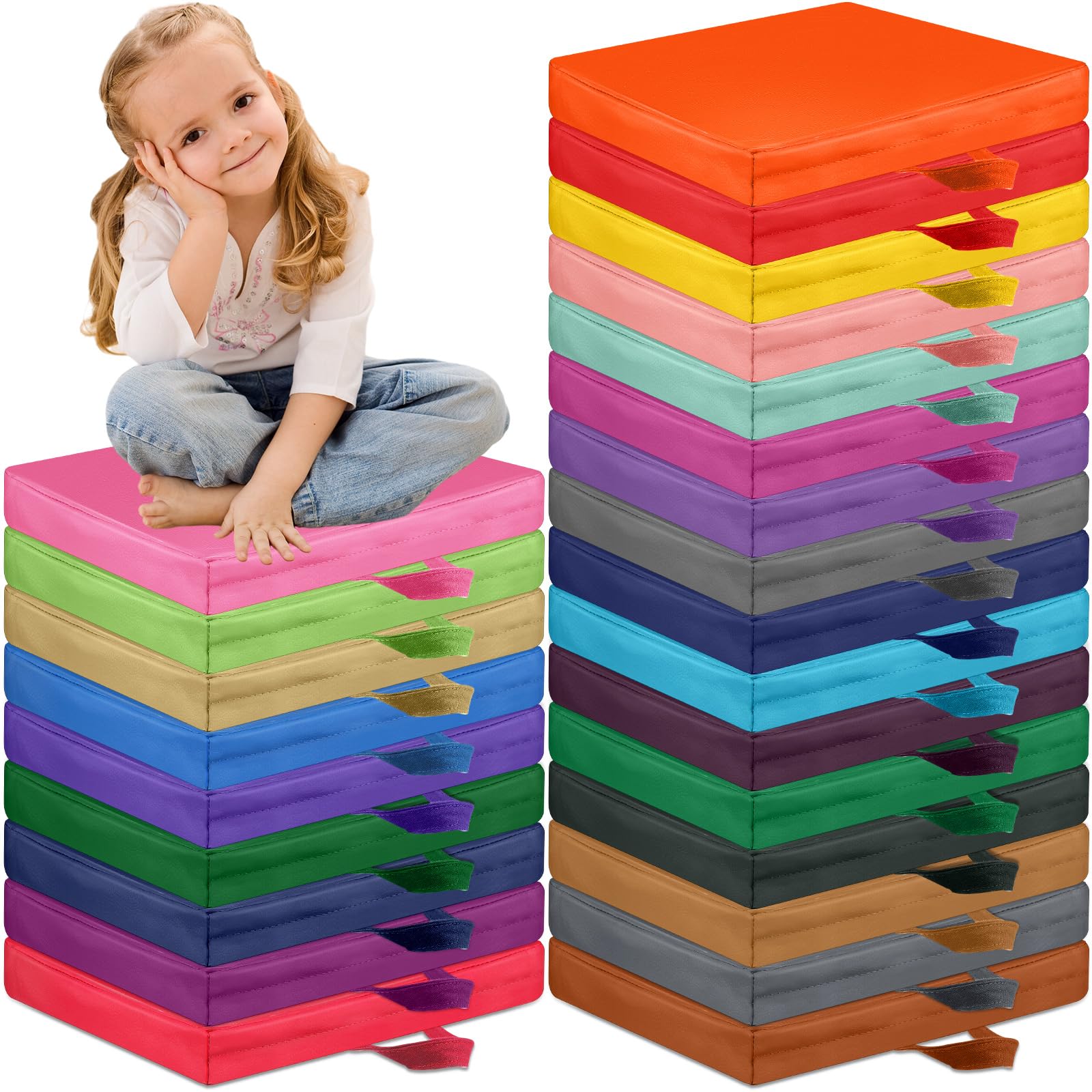 Amazon.com: Timgle 25 Pcs Floor Cushions for Classroom 15 Inch Flexible ...