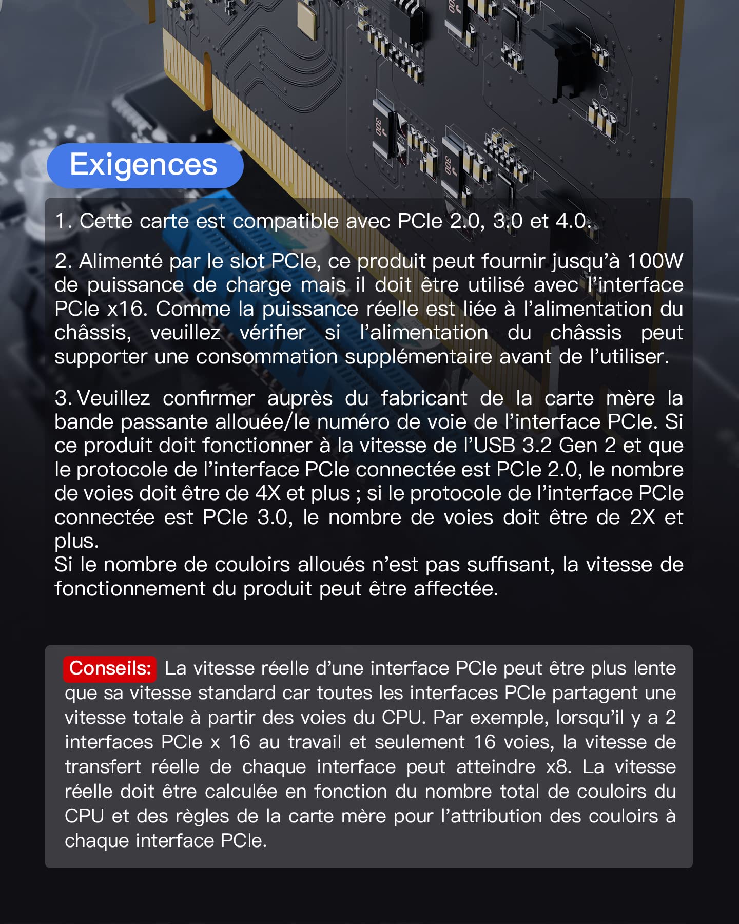 Inateck Carte PCIe vers USB 3.2 Gen 2, Chargement USB C PD, 2 Ports USB C et 6 Ports USB A avec Bande Passante Totale de 20Gbps, KU8212
