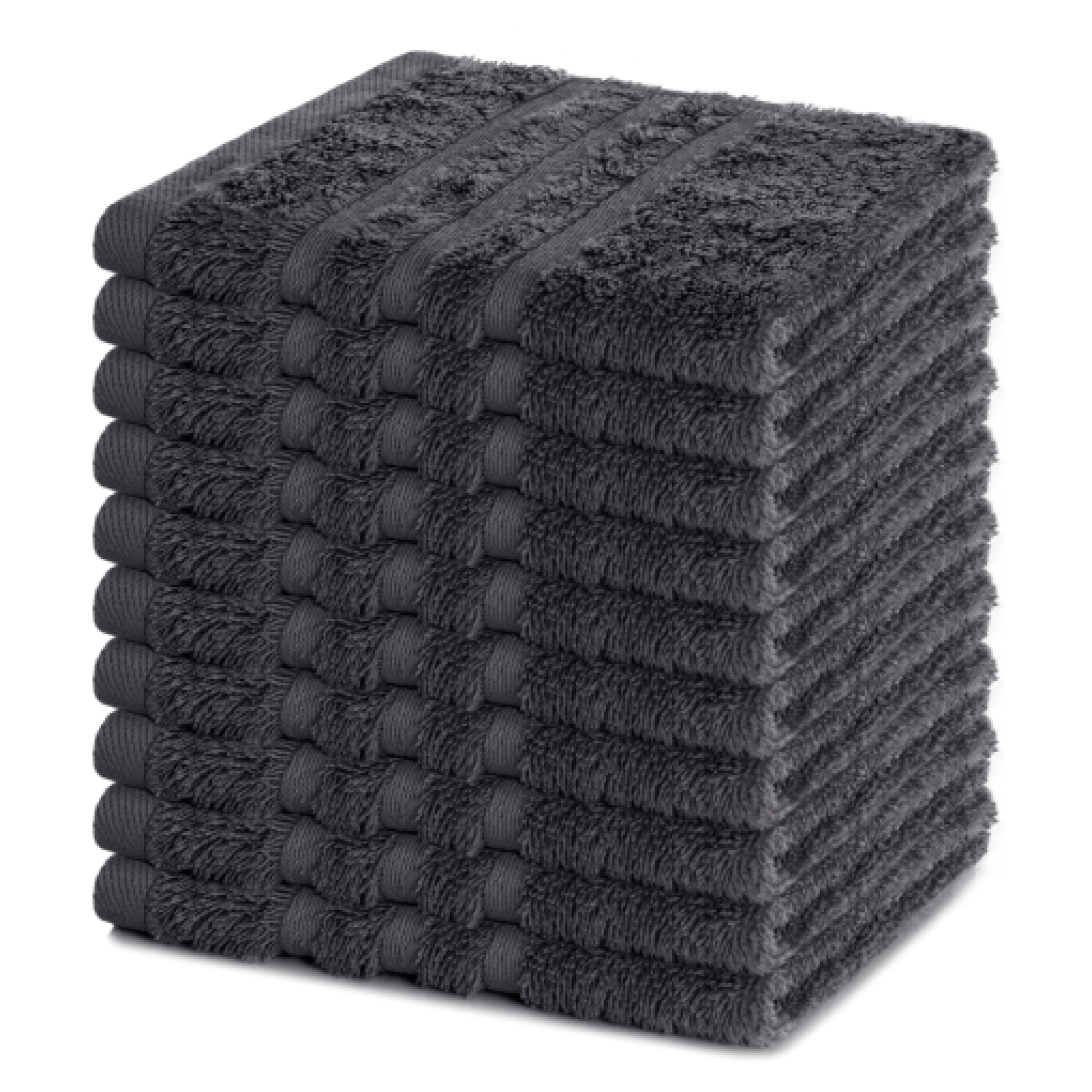 Lavea® 10er Seiftuch Set, 30 x 30 cm, 100% Baumwolle Frottier 500 g/m², Gästehandtücher und kleine Waschlappen, pflegeleicht 60 °C, Frottierserie Elena, ideal für Bad und Gäste WC, Anthrazit