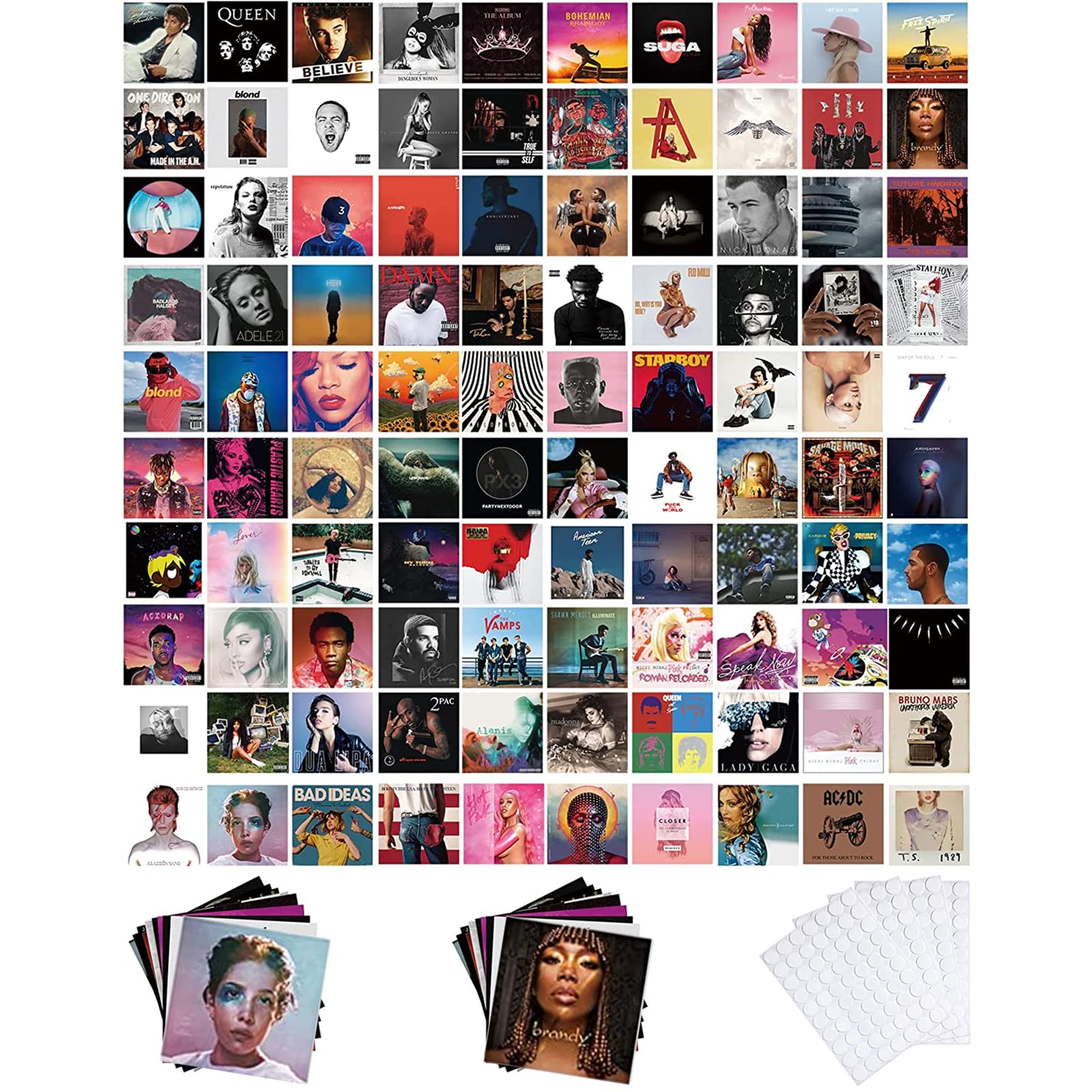 LAPNOXX 100 Pcs Album Cover Poster Aesthetic Pictures Wall Collage Kit, 5x5 inch Room Decor for Bedroom, VSCO Room, Photo Wall