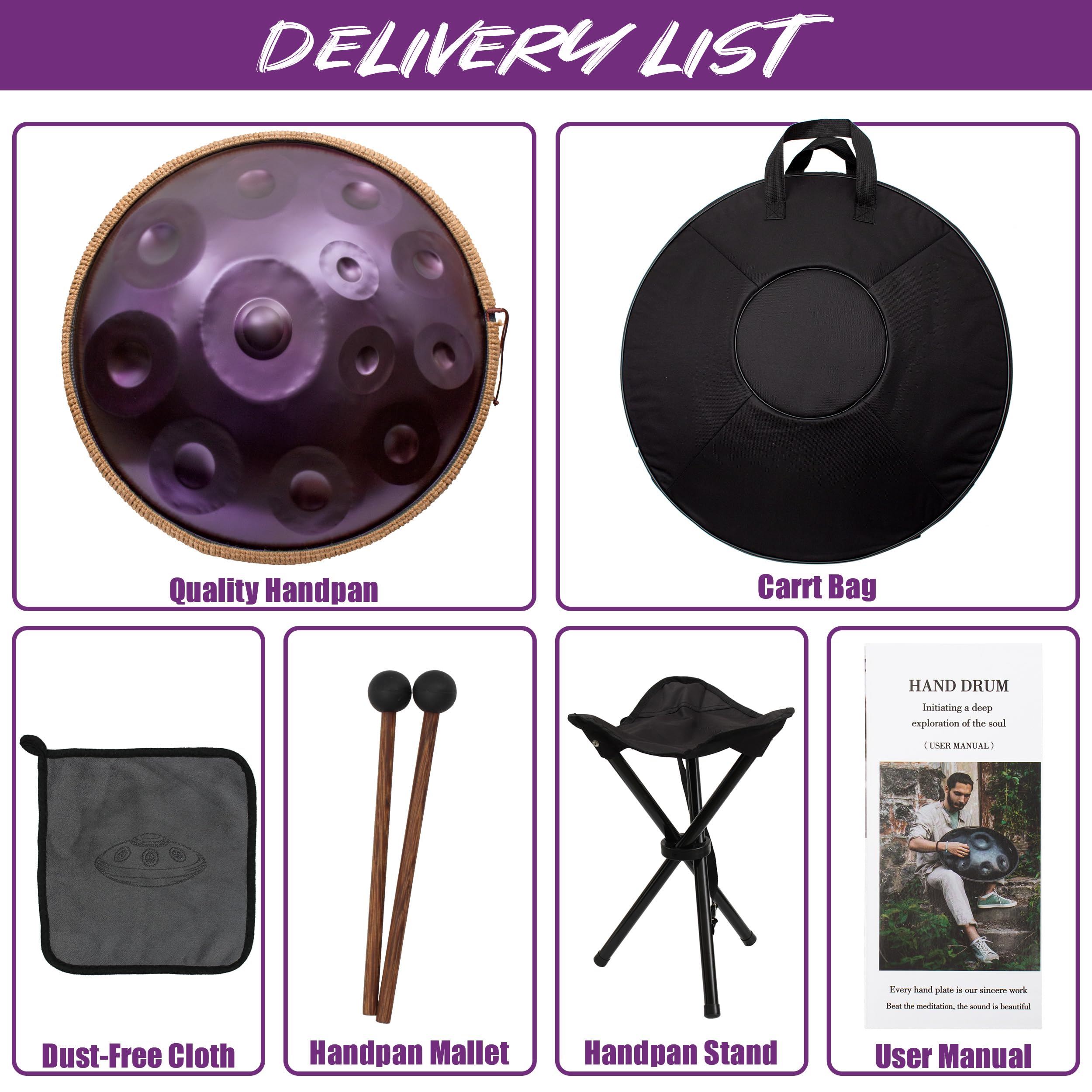 Chakra Regentrommel, 11/8 noten, 15,2 cm, stalen tong van staal, handpan, sleuf, slaginstrumenten (11 toon, 6 inch