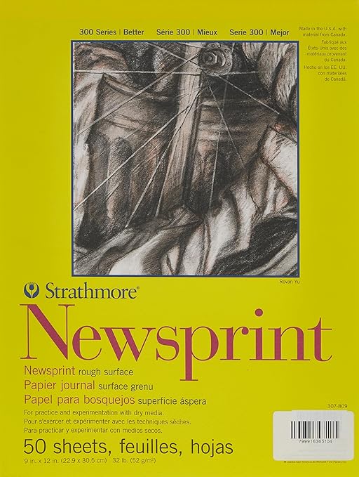 Strathmore STR-307-809 50 Sheet Rough Newsprint Pad, 9 by 12"