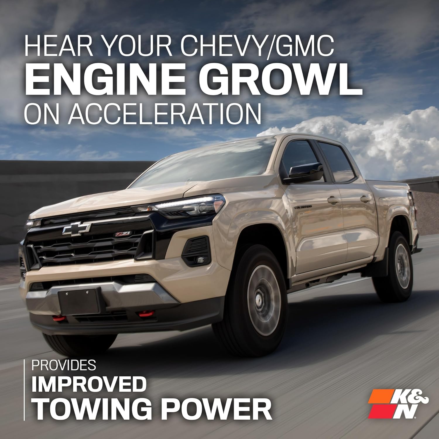 K&N Cold Air Intake System: High-Flow Air Filter, Increase Performance & Towing: Compatible with 2023-2025 Chevrolet/GMC: Colorado, Canyon, 63-3122