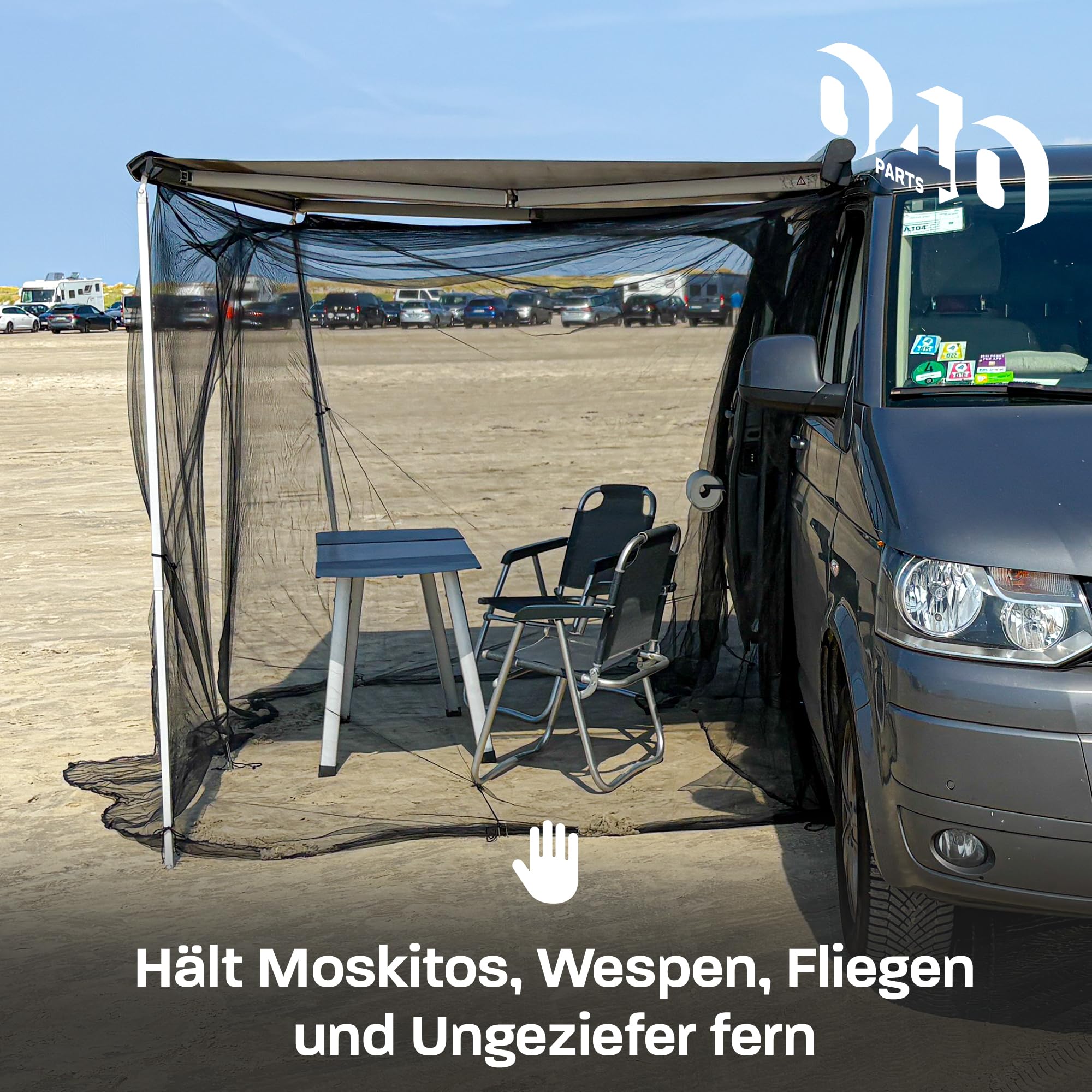 Moskitonetz für Markisen bei Campern Caravans Vans Wohnmobile und für den VW T5 T6 T6.1 California mit Thule, Fiamma oder Dometic Markisen