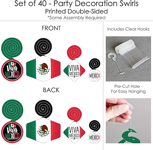 Miniatura 6 de Big Dot of Happiness Viva México - Decoración para colgar en fiestas del Día de la Independencia mexicana - Remolinos de decoración para fiestas -