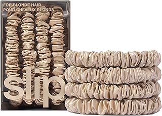 slip Silk Skinny Scrunchies - Blonde | Set of 4 Skinny Scrunchies | 100%...
