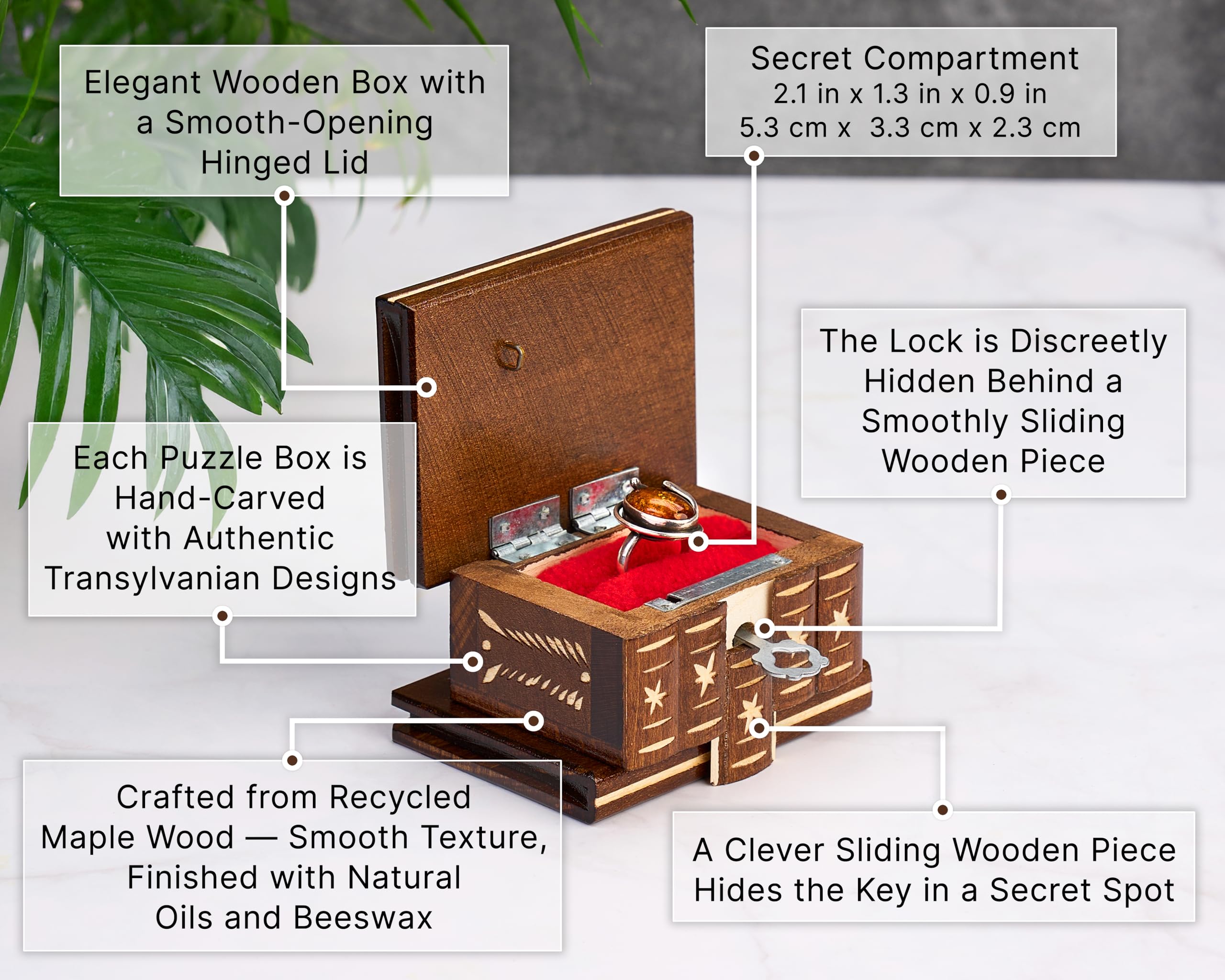 Amazon.com: Small Wooden Puzzle Box for Kids, Secret Lock and Key