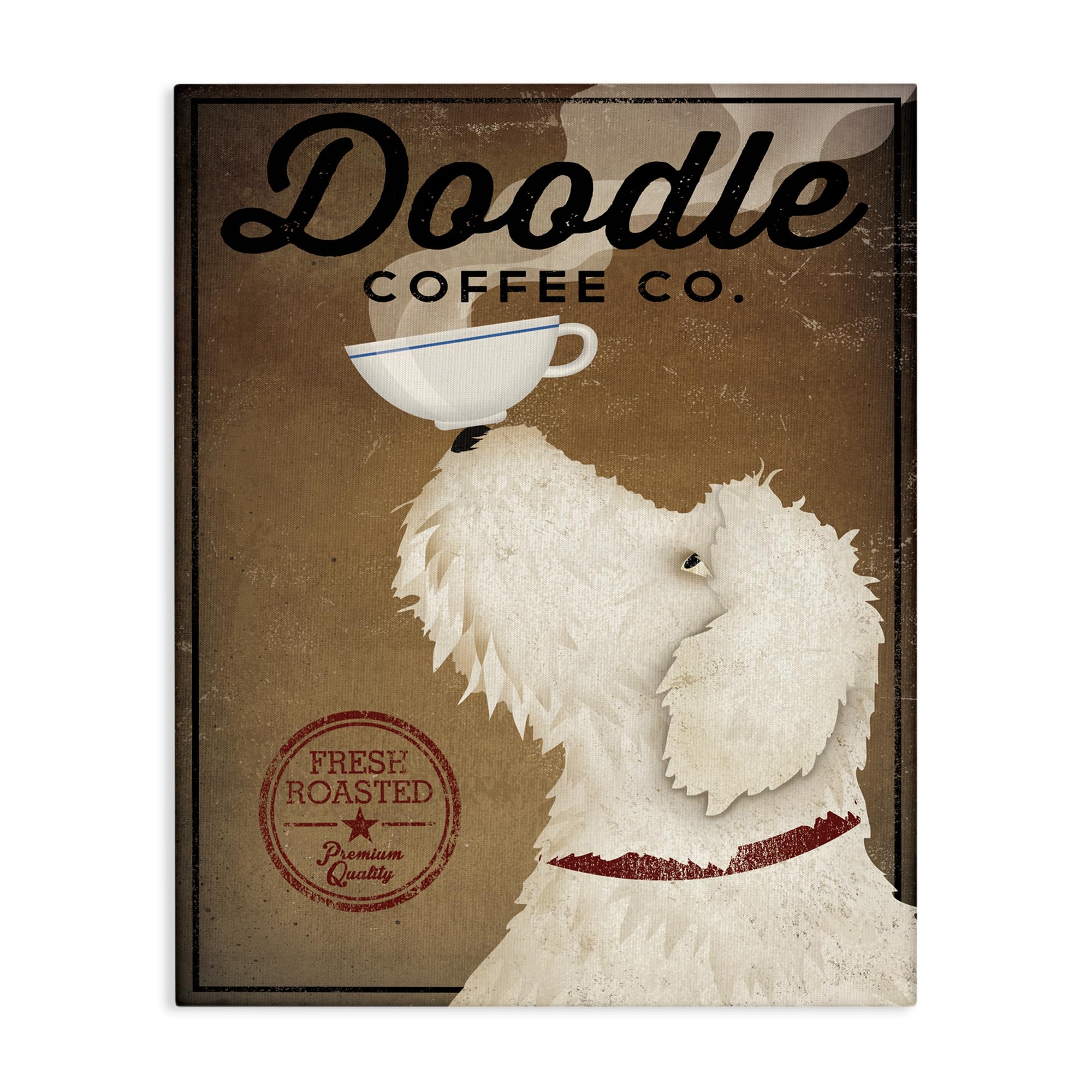 Vintage Coffee Dog Diner Sign, 30 x 40 Inch Canvas Wall Art