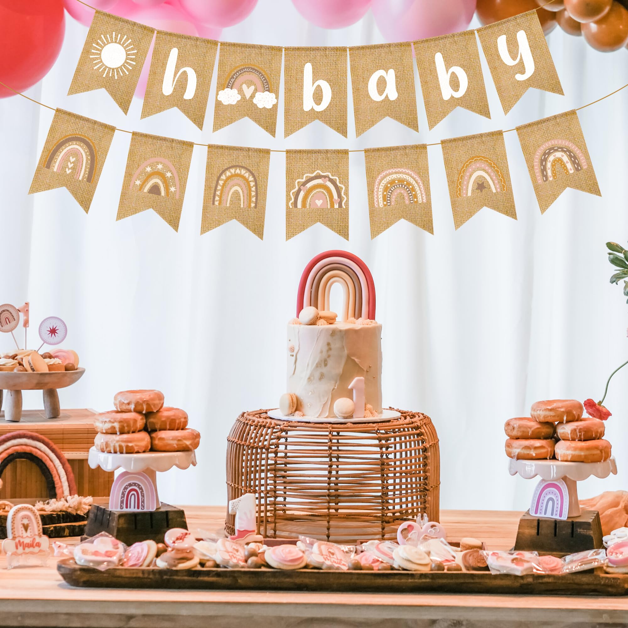 Boho Regenbogen Babyparty Banner – Süße Sackleinen-Flaggen Für Geschlechtsneutrale Dekoration