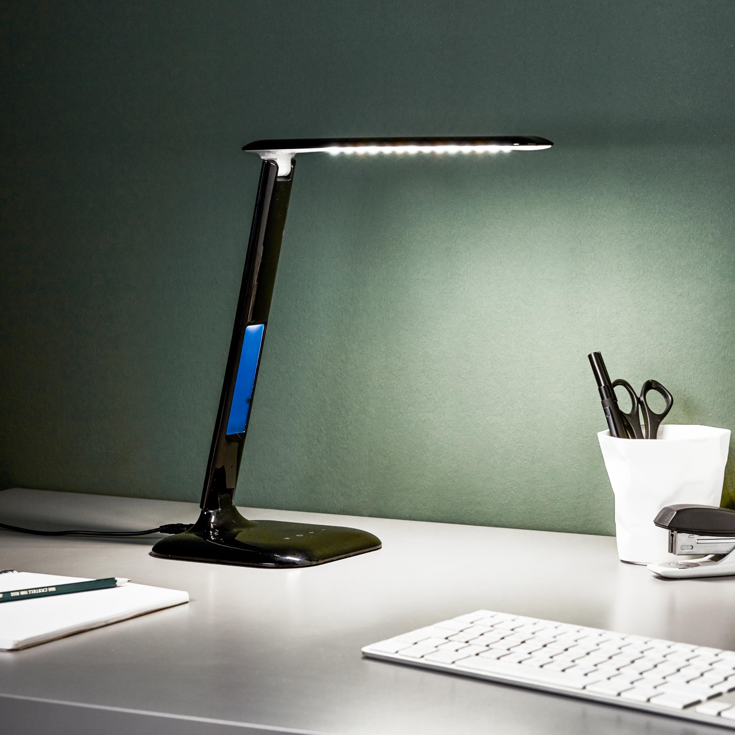 BRILLIANT lampa Glenn LED lampa biurkowa czarna | 1 x 5 W LED zintegrowana (SMD), (300 lm, 2800-6500 K) | Skala A ++ do E, bezstopniowe ściemnianie za pomocą ściemniacza dotykowego