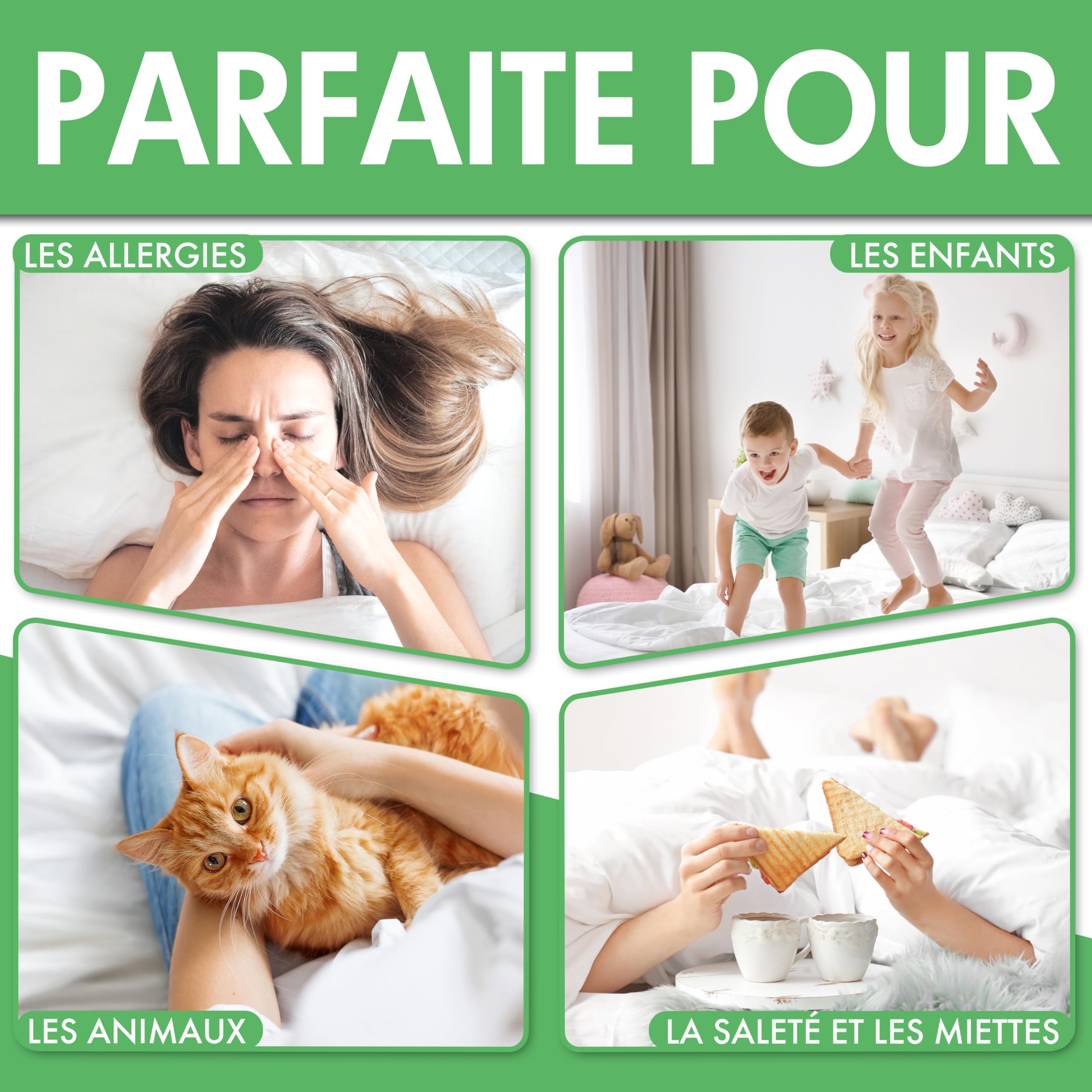Welldora | Housse de Matelas Anti Acarien de Première Qualité | Protège Matelas Anti Allergies Testé| Housse avec Fermeture Éclair | Linge de Lit pour Personnes Allergiques (80x200x20cm)