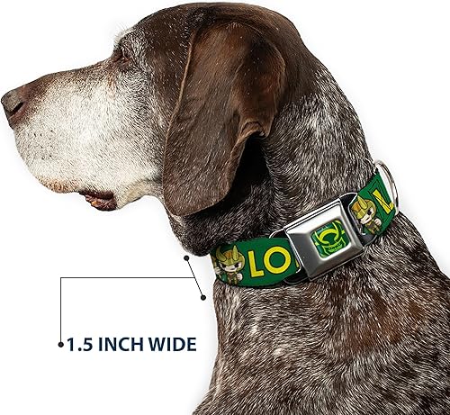 Vista 7 de Buckle-Down Collar de perro Hebilla Kawaii Loki Pie Pose Texto Verde Amarillo Multicolor, DC-SB-THAI-WTHAI-WTH024-1.0-L, 1" Ancho - Se adapta a