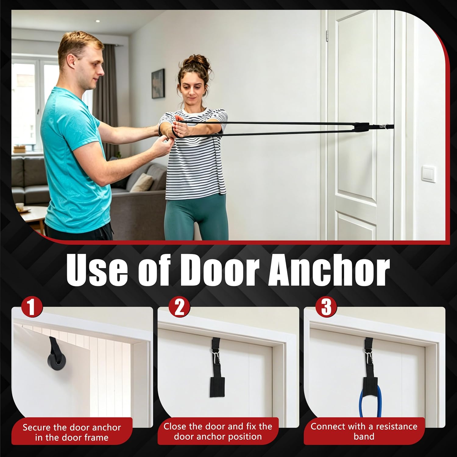 Resistance Bands with Door Anchor, Pull Up Assistance Bands for Working Out | Exercise Bands, Fitness, Full-Body Training, Physical Therapy & Stretch Workout, Men, Women, Home, Outdoor, Gym Use