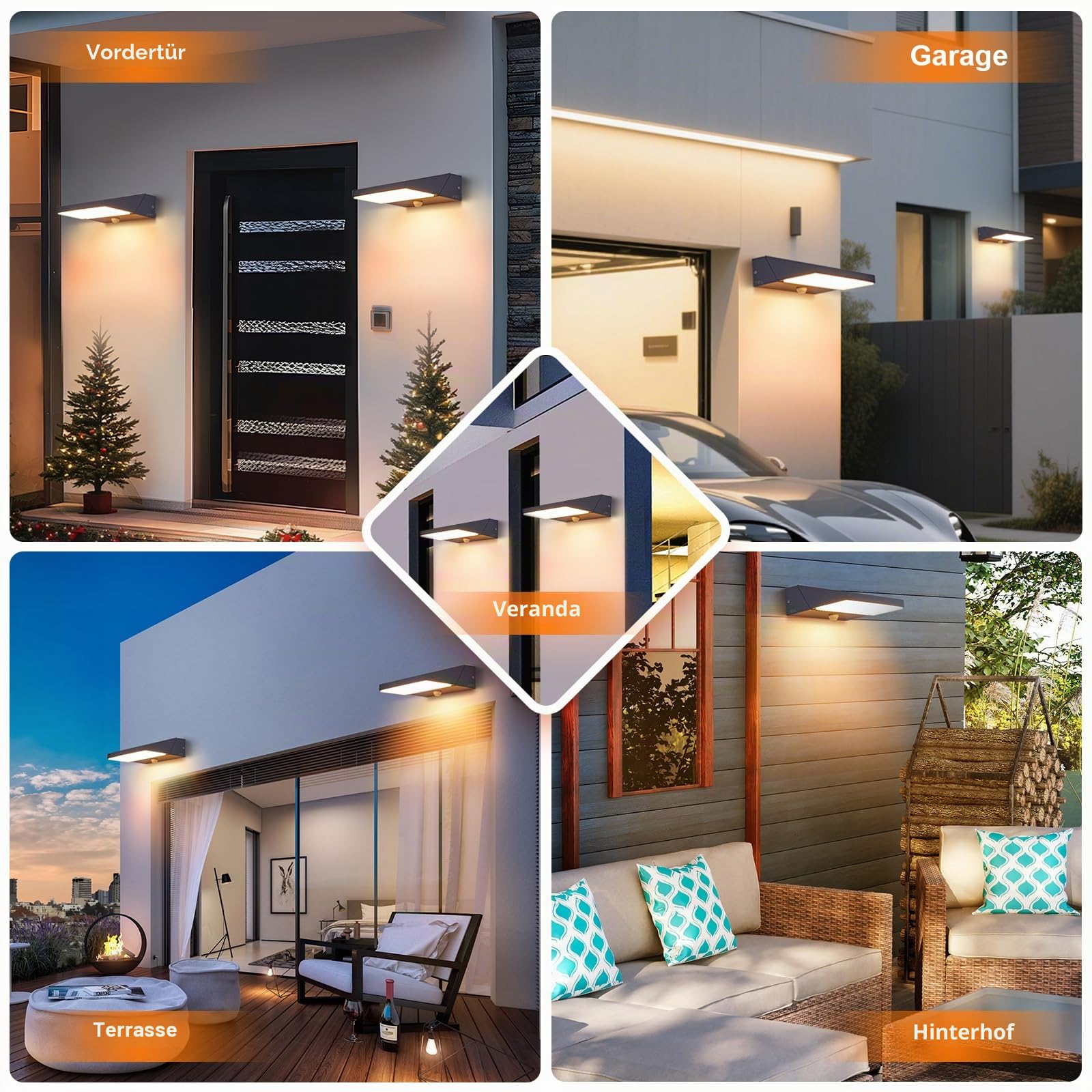 Außenleuchte Außenlampe mit Bewegungsmelder Anthrazit, LED Ausenbeleutung Hauswand Aussenlampe Wand Aussenleuchte IP65 Lampe Wandleuchte Wandlampe aussen außen, Außenbeleuchtung Terrasse